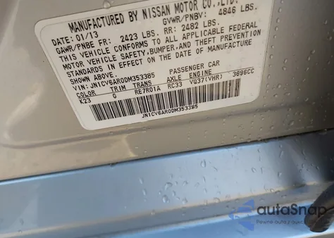 2013 Infiniti G37X из США, поврежденный, VIN JN1CV6AR0DM353385